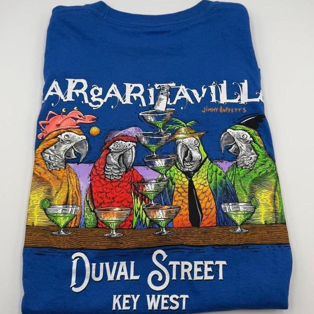 Jimmy buffet margaritaville shirt Key West FL duval street parrots fits small